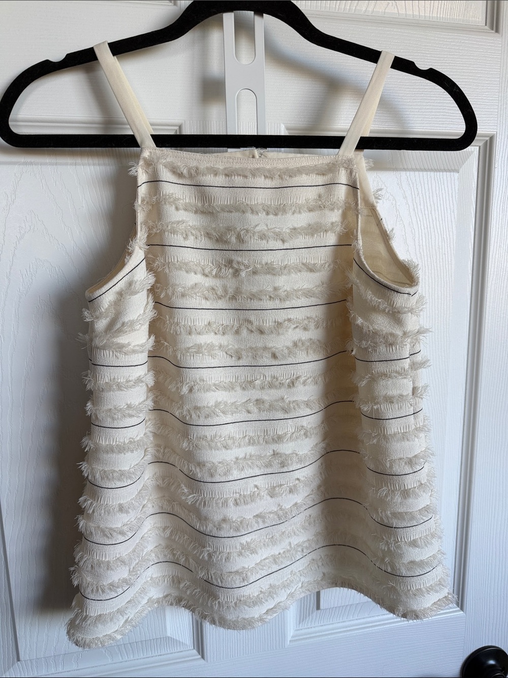 Maeve Cream Fringe Stripe Tank Top
